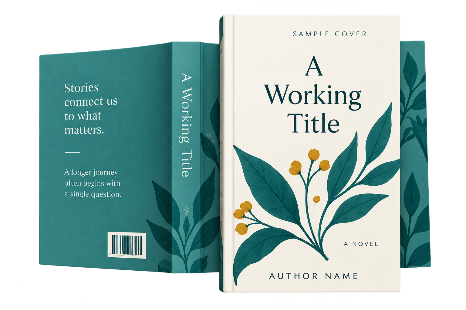 Sample botanical book cover shown as a paperback with a matching full-wrap design.